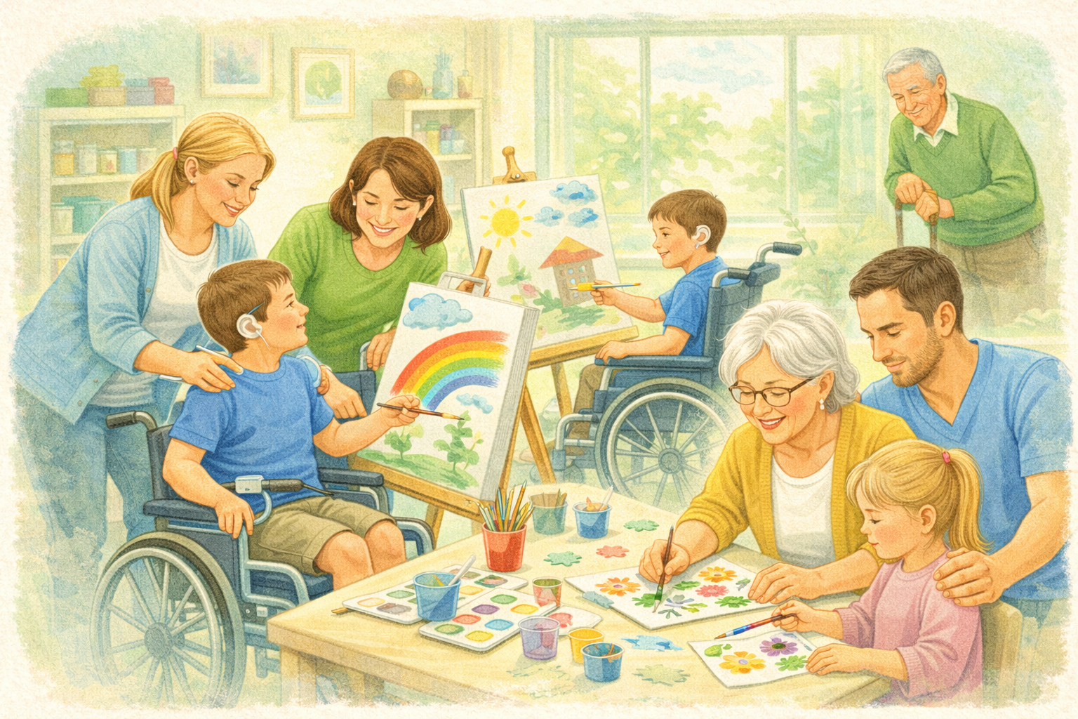 Ilustracja: seniorzy spędzający czas razem